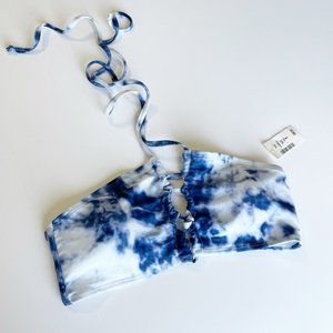 Aeo Blue Tie-dye Lace up Swimsuit Top